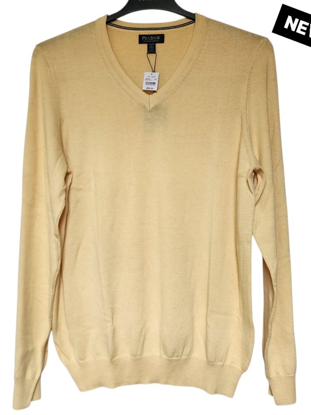 2XLT Sweater Light Yellow New Mens Jos A Bank Pima Cotton Size Tall Tailored Fit